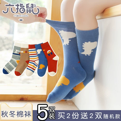 Детские носки для мальчиков, хлопковые демисезонные зимние длинные высокие сапоги, средней длины