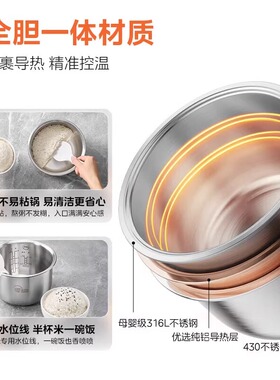 美的2L电饭煲0涂层健康官方正品