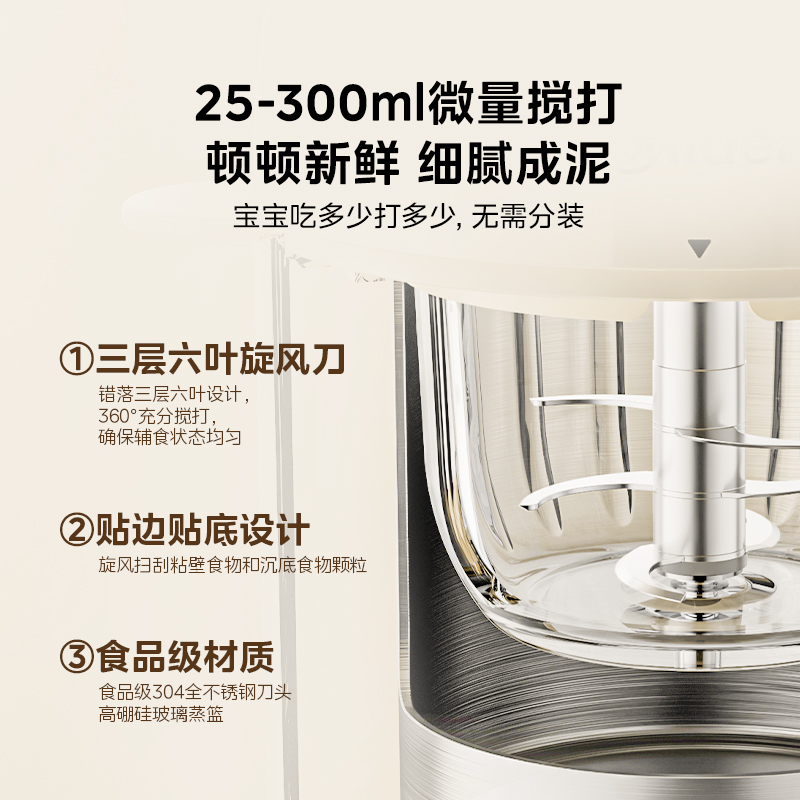 美的辅食机分月龄婴儿宝宝蒸煮一体料理多功能家用小型绞肉机正品 - 图2