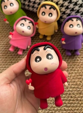 雨衣植绒蜡笔小新桌面摆件