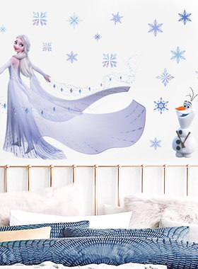 冰雪奇缘爱莎公主雪宝女孩墙贴画