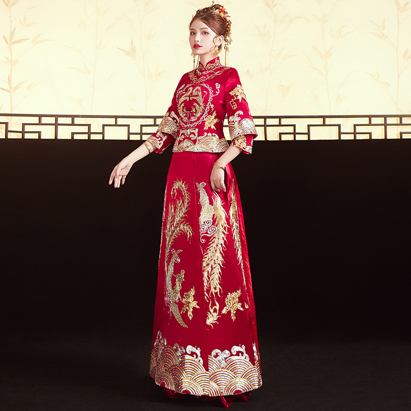 秀禾服新娘2021新款中式结婚敬酒服 人生大事旗袍