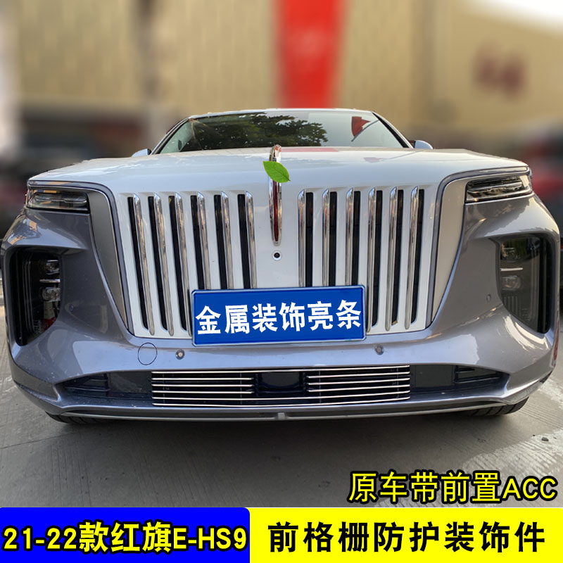 新品红旗E-HS9中网前杠改装亮条装饰用品车身外观专用防护装饰条