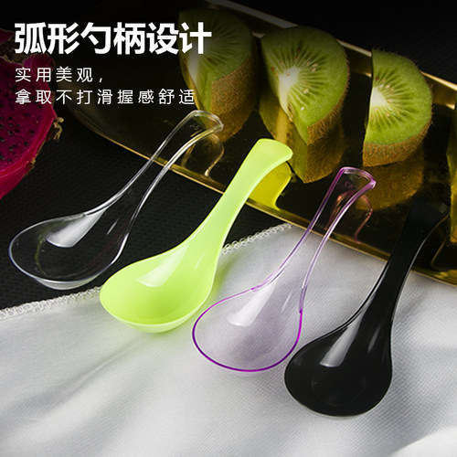 一次性勺子独立包装加厚塑料透明汤勺外卖打包专用饭勺甜品勺调羹 - 图2