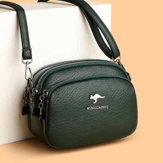 Branded genuine leather shoulder crossbody bag fashionable round bag