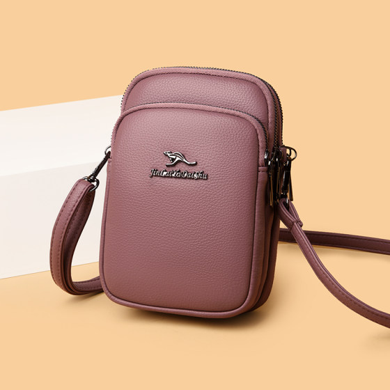 Kangaroo leather mobile phone bag soft cowhide shoulder crossbody bag