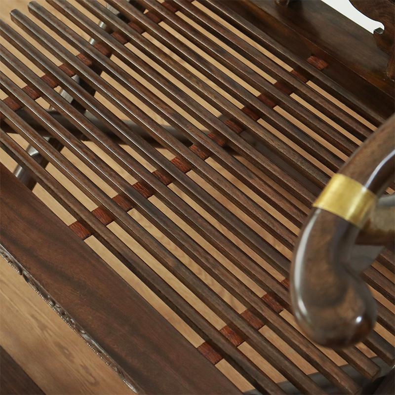 中式交叉椅老榆木雕花包铜纯实木折叠椅打猎椅胡桃色古典家具交椅 - 图2