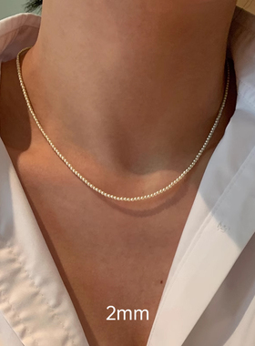 正圆强光极细2mm叠戴珍珠项链