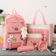 Five-piece primary school girl's canvas schoolbag set