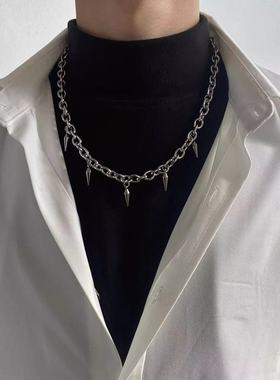 2025新款潮男个性帅气项链潮流嘻哈流苏柳钉百搭项链饰品厂家批发