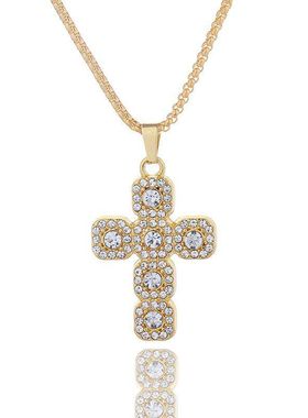 速卖通热销爆款满钻十字架吊坠项链 男女士霸气炫酷闪钻欧美配饰