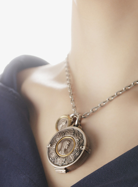 伏尔甘纯银圣牌钱币照片盒吊坠