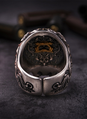 伏尔甘骷髅丝巾扣戒指925银22K