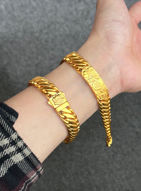 越南沙金新中式貔貅马鞭手链男款