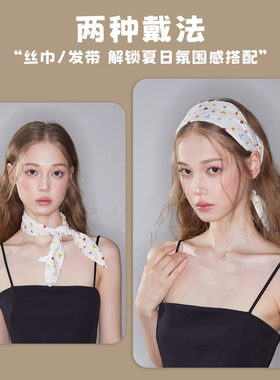春季纯棉黑丝巾女百搭小方巾