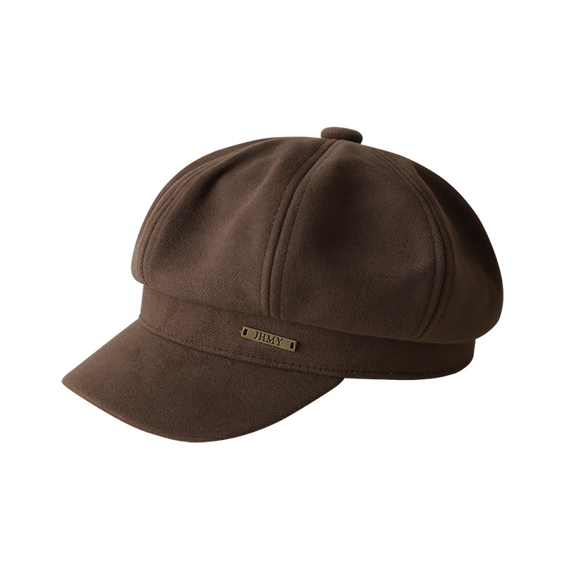 冬季新品毛呢八角帽日系复古风云朵帽大帽顶显脸小报童帽子潮男女 - 图3