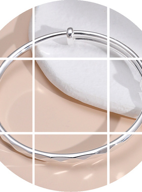 足银9999纯银手镯光面菱形水立方