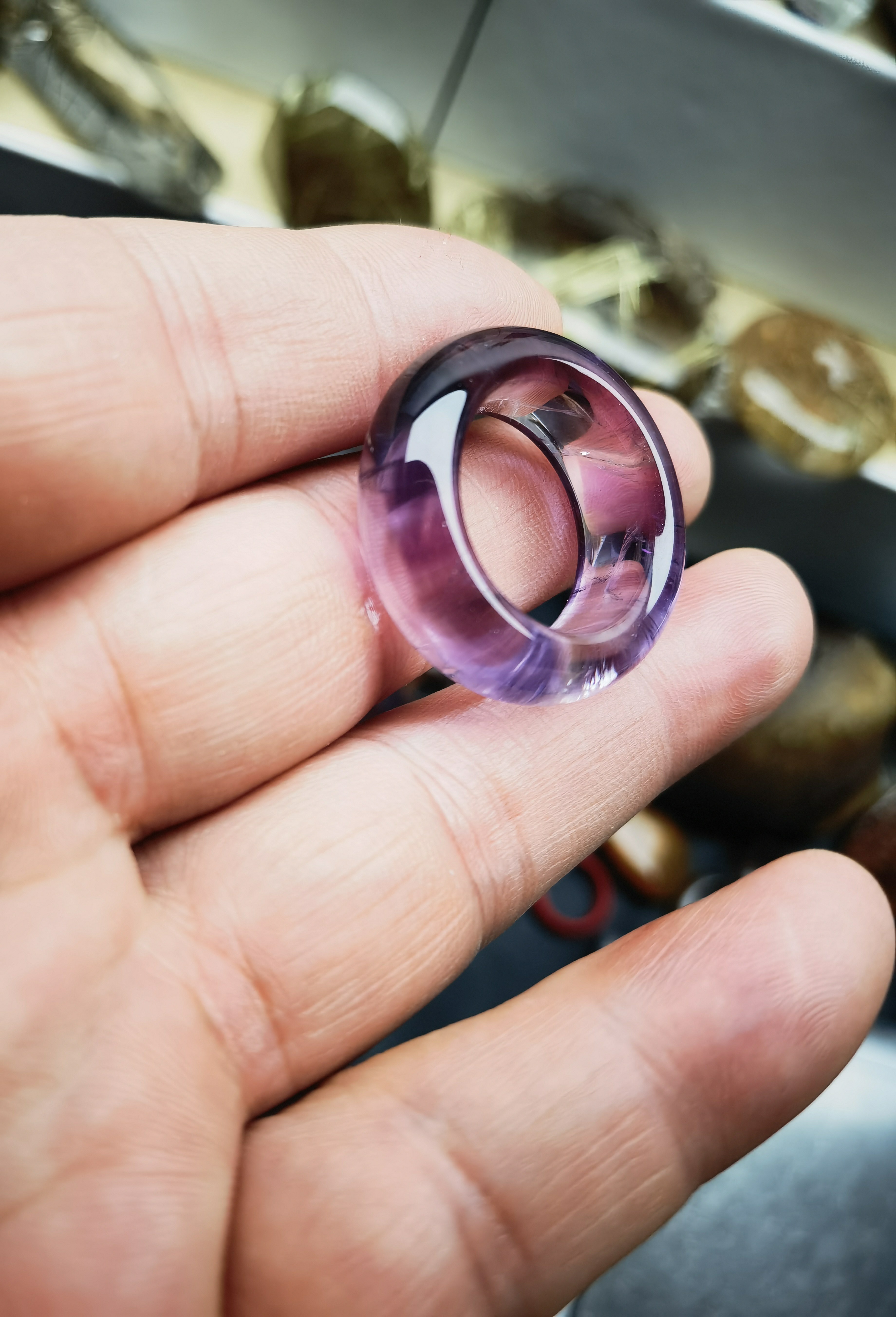 Natural amethyst raw stone hand-carved ring ring 18.5 strips wide 9.4 weight 8.2 grams one picture one item