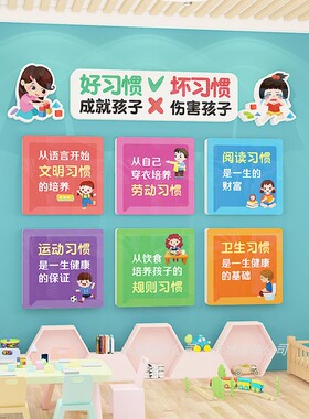 幼儿园环创好习惯养成主题墙贴画