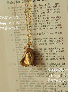 手作美国进口立体玫瑰项链