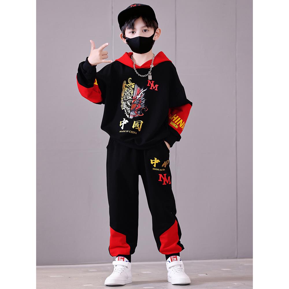 Chinese style children's clothing 8-year-old boy long-sleeved spring and autumn suit 9 cool dragon boy velvet sweatshirt spring clothes 12