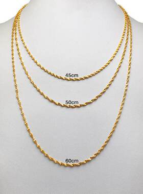 越南沙金女款锁骨超细项链日韩时尚女士水波链加长毛衣链久不掉色