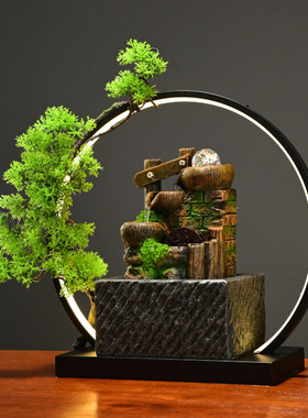 风水石头水生财循环水摆件装饰客厅玄关乔迁新居礼品招财开业礼物