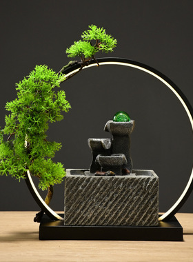 客厅玄关乔迁新居礼品招财开业礼物风水石头水生财循环水摆件装饰