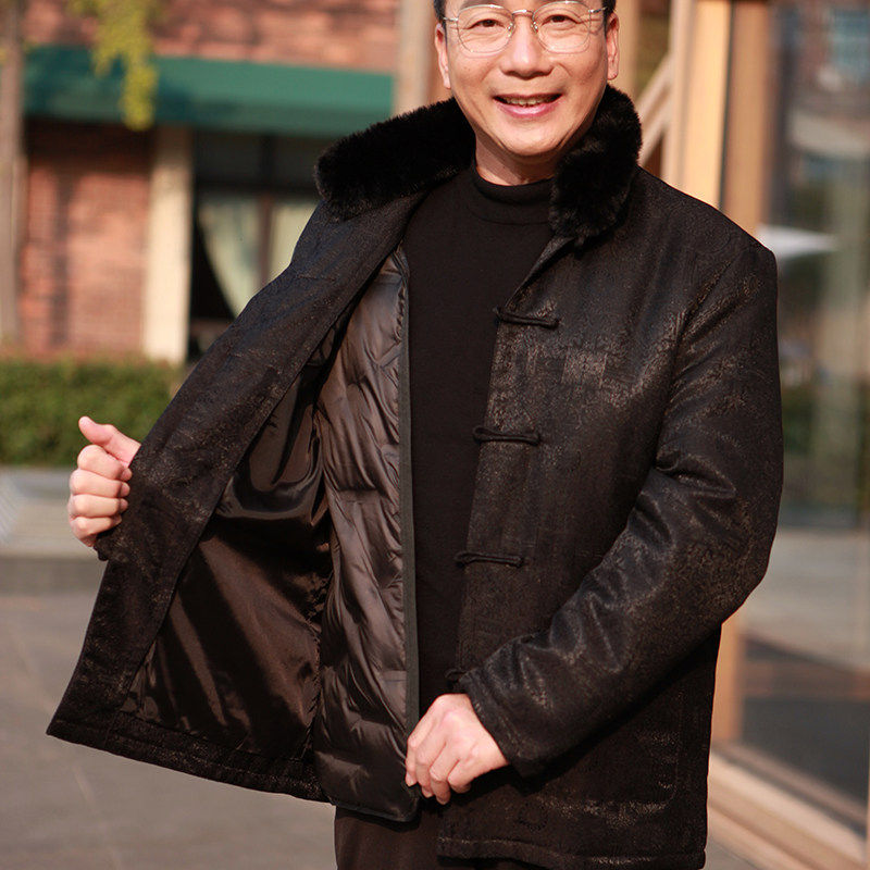 冬季中老年男士加厚羽绒服唐装中国风大码爸爸装休闲鸭绒外套脱卸,淘宝优惠券,粉丝福利购,淘宝优惠卷