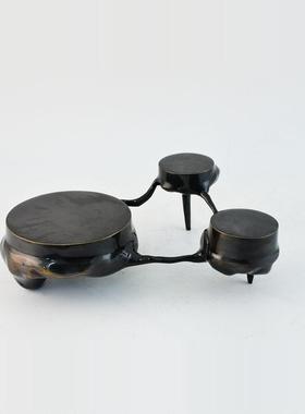 售楼部洽淡区装饰品组合琥珀色花器异形烛台大理石摆件样板间软装