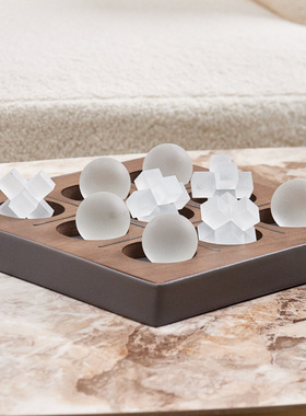 中古风水晶皮革棋盘样板间摆设客厅书房摆件会所俱乐部软装饰品