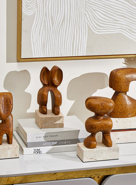 中古风摆件抽象合金装饰品样板间售楼处高级感软装饰品书柜摆设