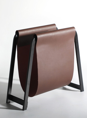 北欧轻奢家居饰品办公室皮革杂志收纳架样板间书房书架摆件