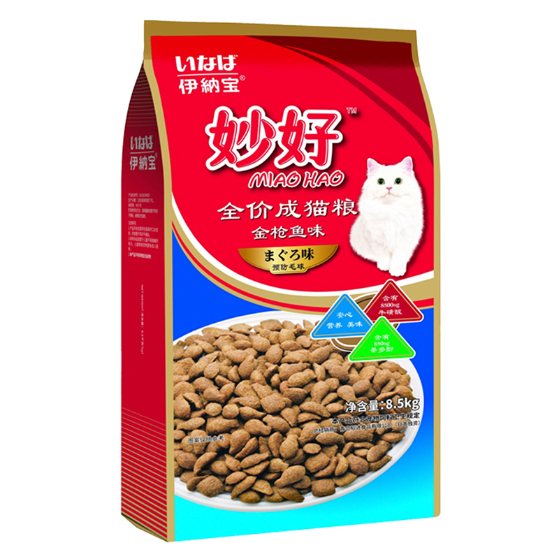 伊纳宝猫粮成猫妙好成年猫咪饲料ciao发腮营养粮17斤装8.5KG公斤 - 图0