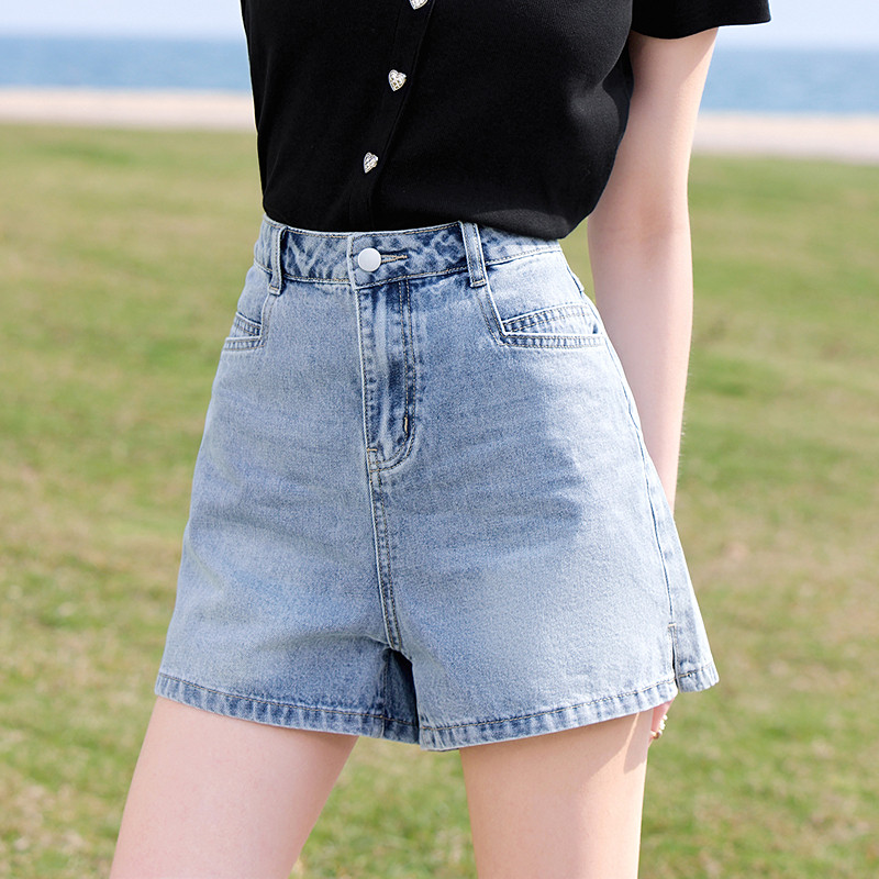 betu百图高腰牛仔裤女短裤2025年夏季新款时尚侧开叉小个子热裤,淘宝优惠券,粉丝福利购,淘宝优惠卷