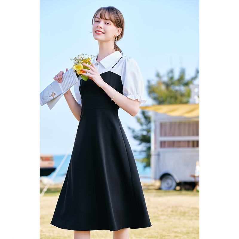 Betu 百图 2022夏新女士赫本风衬衫式假两件连衣裙 199元包邮 值值值-买手聚集的地方