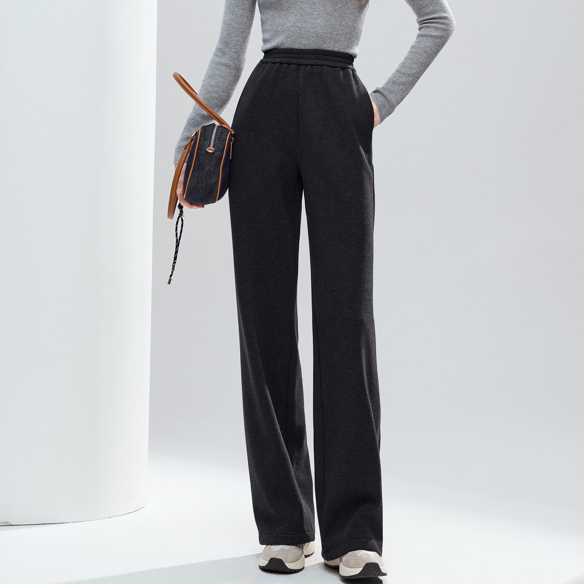 betu百图磨毛阔腿裤女休闲裤2025年冬季新款加厚运动卫裤遛弯裤,淘宝优惠券,粉丝福利购,淘宝优惠卷