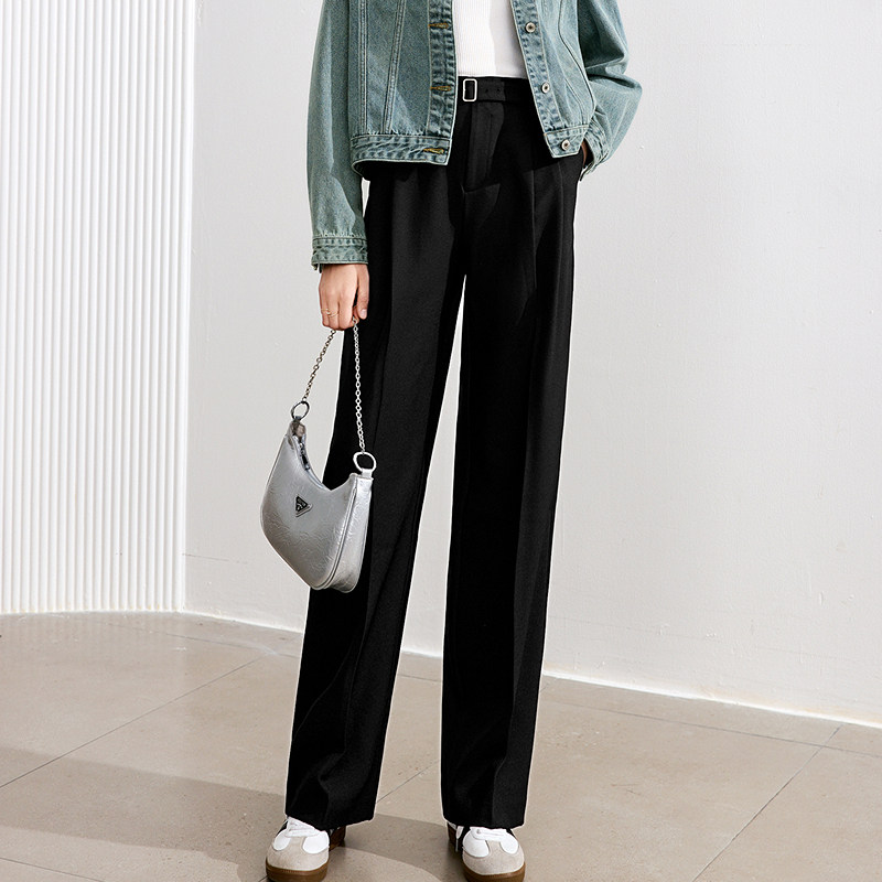 betu百图黑色百搭休闲裤女西装裤2025年秋季新款高腰长裤直筒裤,淘宝优惠券,粉丝福利购,淘宝优惠卷