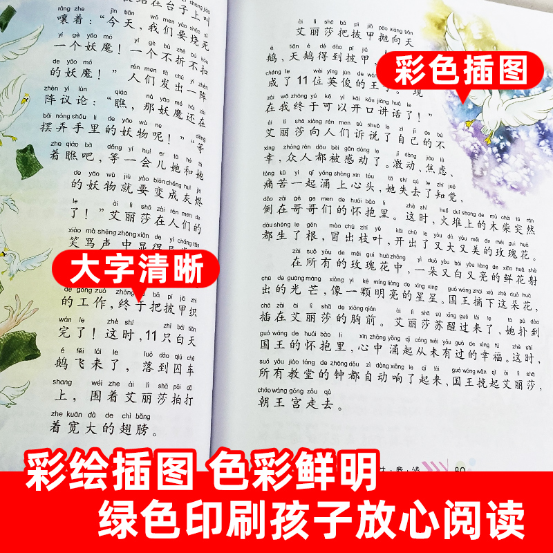 安徒生童话格林童话成语故事共享礼盒装6册一千零一夜伊索寓言365夜成语故事彩图注音版6-12岁一二三年级小学生儿童文学课外故事书 - 图2