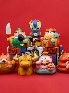 关公财神爷木雕摆件暴富办公室桌面招财貔貅国风潮玩新年生日礼物