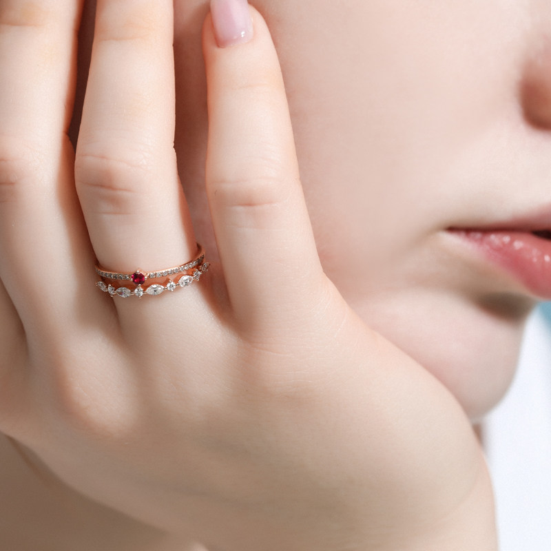 千叶珠宝18k金钻石小公举尾戒指环 千叶珠宝手饰