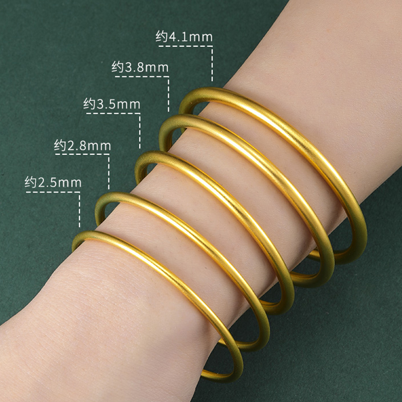 千叶古法实心女素圈足金结婚ys镯子 千叶珠宝手饰