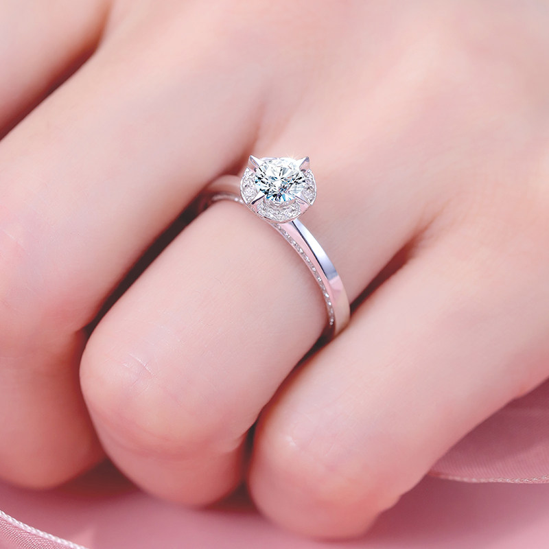 千叶珠宝18k金钻石白色戒指 千叶珠宝手饰