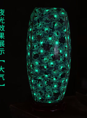 景德镇陶瓷珐琅彩夜光花瓶摆件仿古新中式家居客厅博古架装饰品