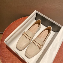 Hong Kong small leather shoes women 2023 spring new 100 hitch Inn wind One foot pedal Lefoe shoes flat bottom plus suede single shoe tide