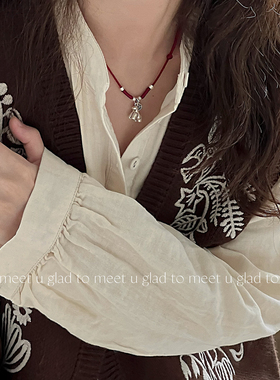 足银999生肖马招财铜钱情侣项链