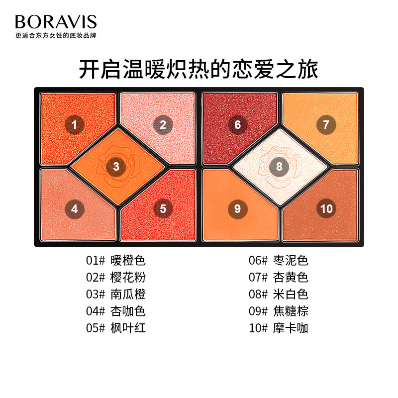 柏蕊诗南瓜妆十色液体高光哑眼影盘 柏蕊诗化妆品眼影