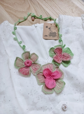 原创设计手工编织民族风羊毛毛线复古夸张大花朵毛衣链项链