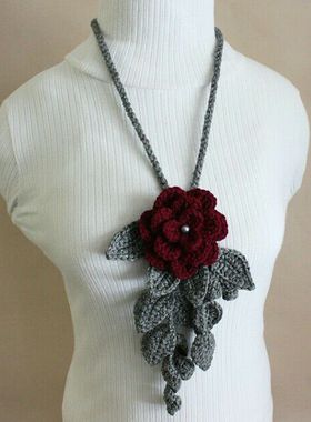 复古花朵配饰毛线手工编织女士