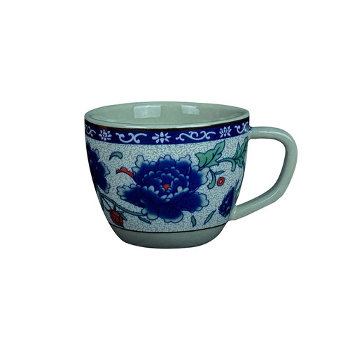 青花瓷带把小茶杯子家用有耳朵杯防烫手喝茶品茗陶瓷小把手杯茶具 - 图3